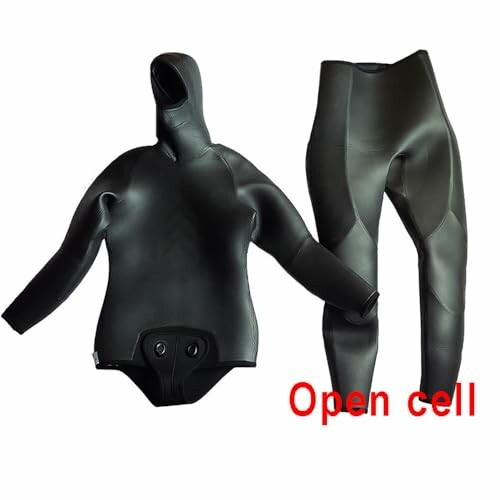 Black open cell wetsuit with hood and pants