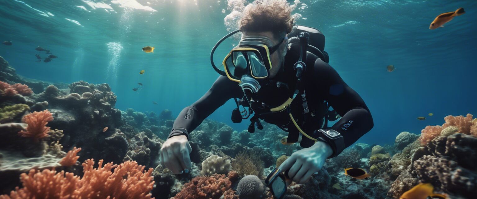 Scuba Diver Underwater with Computer