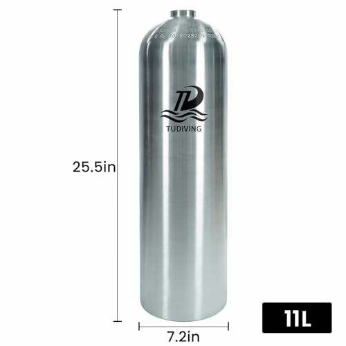 11L scuba diving cylinder with dimensions marked